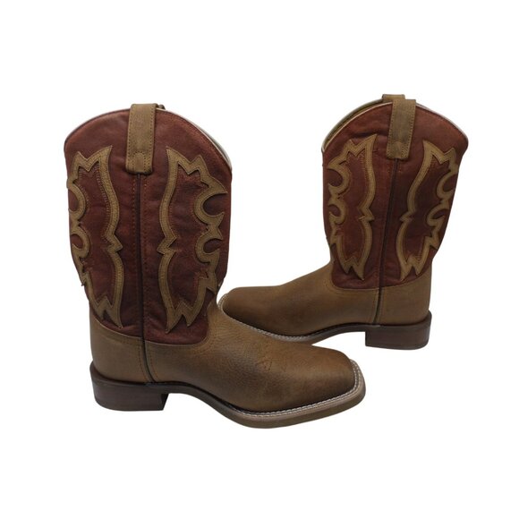 Laredo Men's 10" Cowboy Square Toe Leather Western Boots Brown/Rust Size 9D - Picture 6 of 8